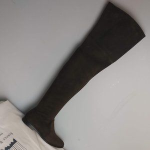 CHOC BROWN 100%SOFT LEATHER COUNTRY ENGLISHWOMAN TALL 1/2 ZIP RUNWAY OTK BOOT 37